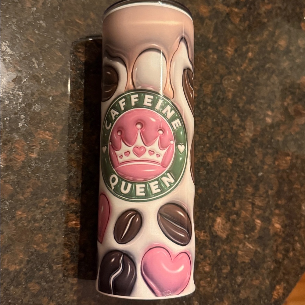 Caffeine Queen Pink and Brown Tumbler